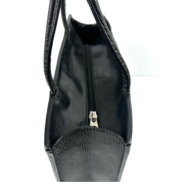 Overland Vintage Handbag Black Leather Double Handles Made In USA Purse - Picture 4 of 12